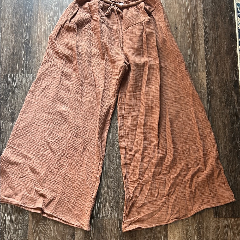 Bucket List Gauze Wide-Leg Pants